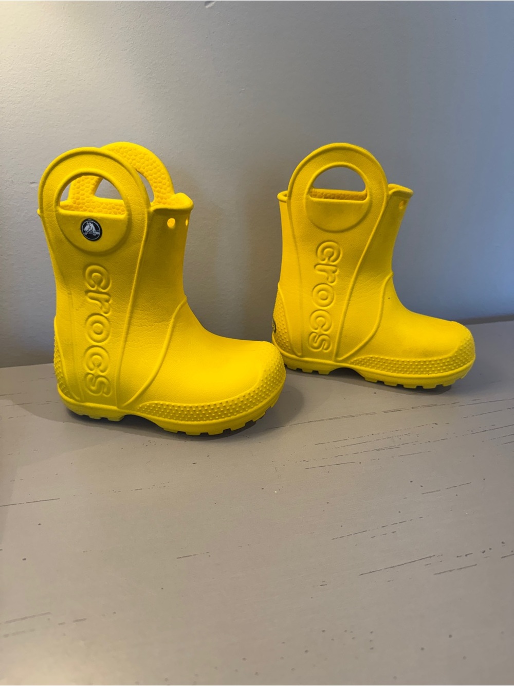 CROCS Kids Yellow Waterproof Handle Rain Boots